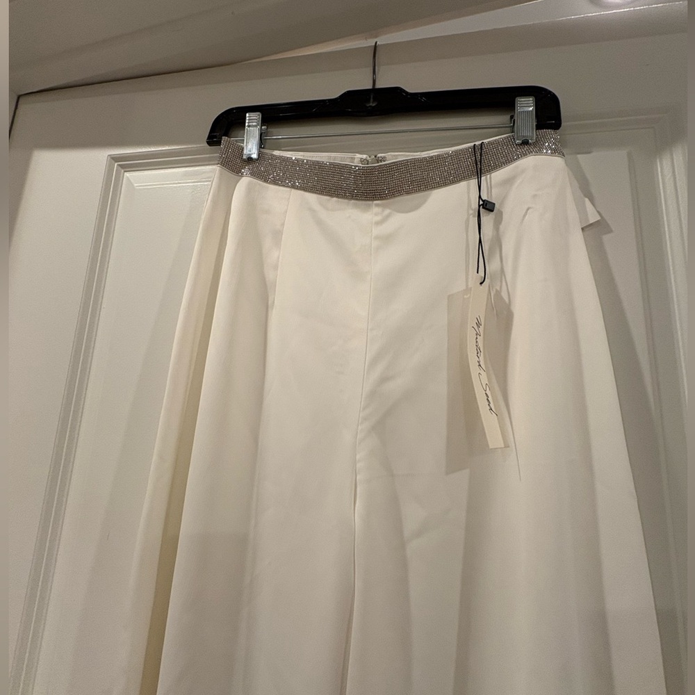 Off-white wide leg trouser high waisted  with crystal waistband never worn